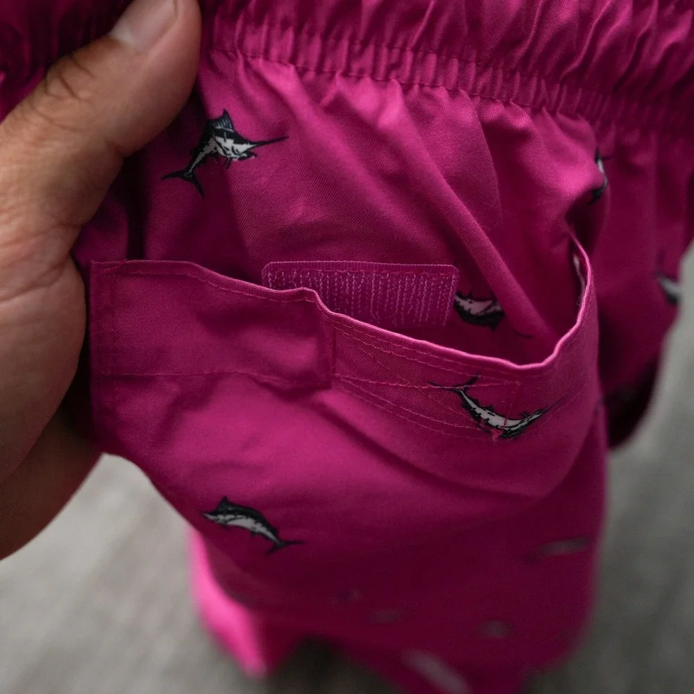 Old Navy Swim Trunks Men Pink Board Shorts UPF 40‎ Swordfish 8 Measured 7.5 XL